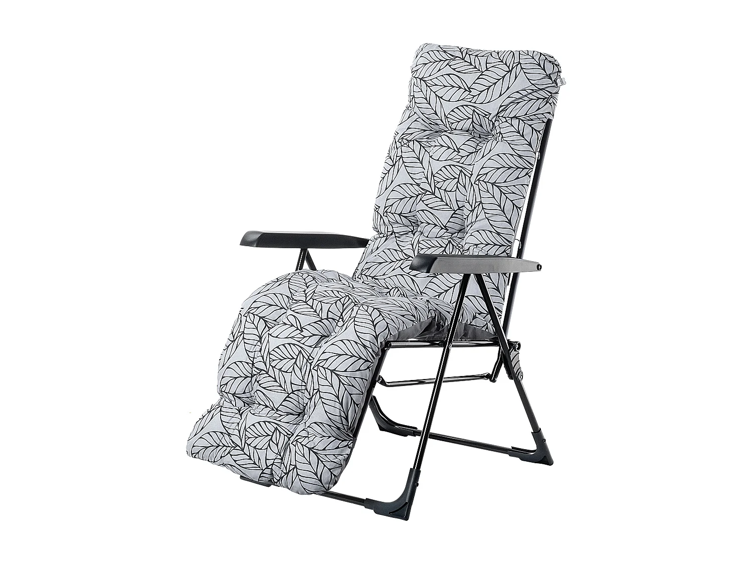 Chaise de jardin KADAX avec dossier réglable, chaise relax en acier thermolaqué, chaise pliante avec capacité de charge jusqu'à 110 kg, chaise longue avec coussin
