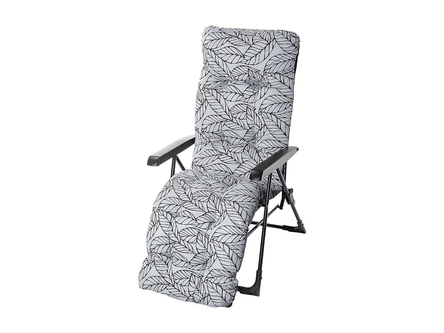 Chaise de jardin KADAX avec dossier réglable, chaise relax en acier thermolaqué, chaise pliante avec capacité de charge jusqu'à 110 kg, chaise longue avec coussin