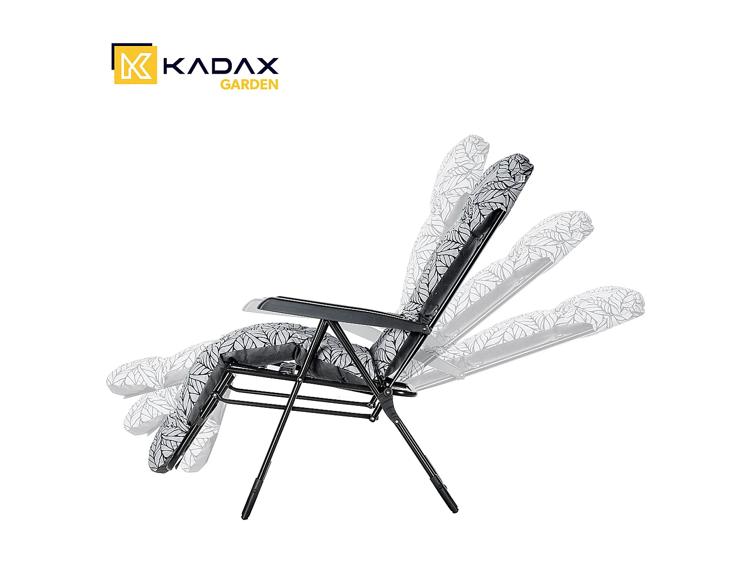 Chaise de jardin KADAX avec dossier réglable, chaise relax en acier thermolaqué, chaise pliante avec capacité de charge jusqu'à 110 kg, chaise longue avec coussin