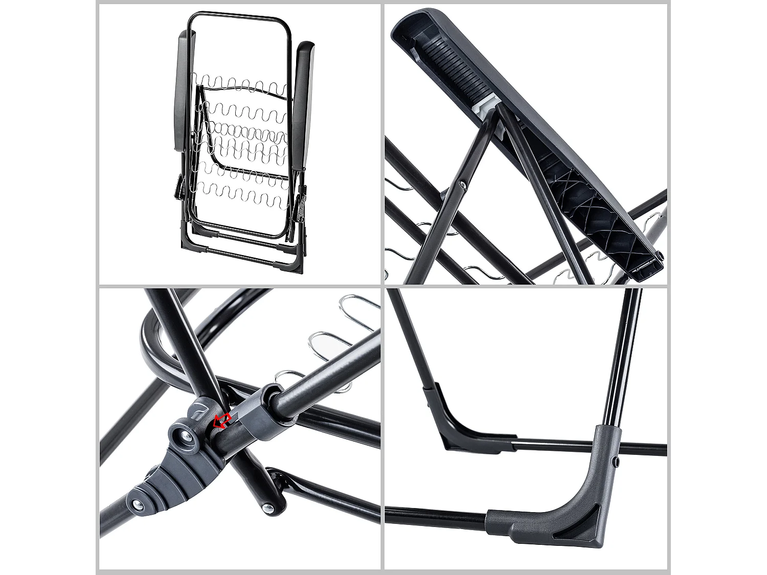 Chaise de jardin KADAX avec dossier réglable, chaise relax en acier thermolaqué, chaise pliante avec capacité de charge jusqu'à 110 kg, chaise longue avec coussin