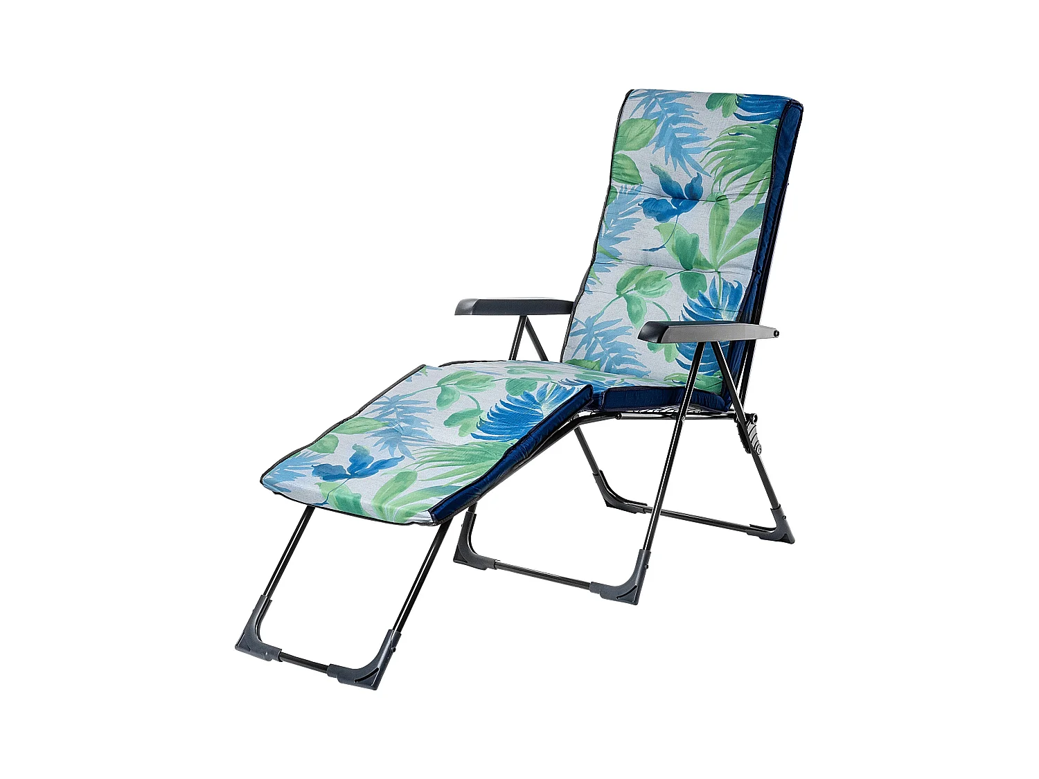 Chaise de jardin 2 en 1 KADAX, chaise longue en acier avec coussin, chaise longue pliante avec capacité de charge jusqu'à 110 kg, chaise de jardin avec