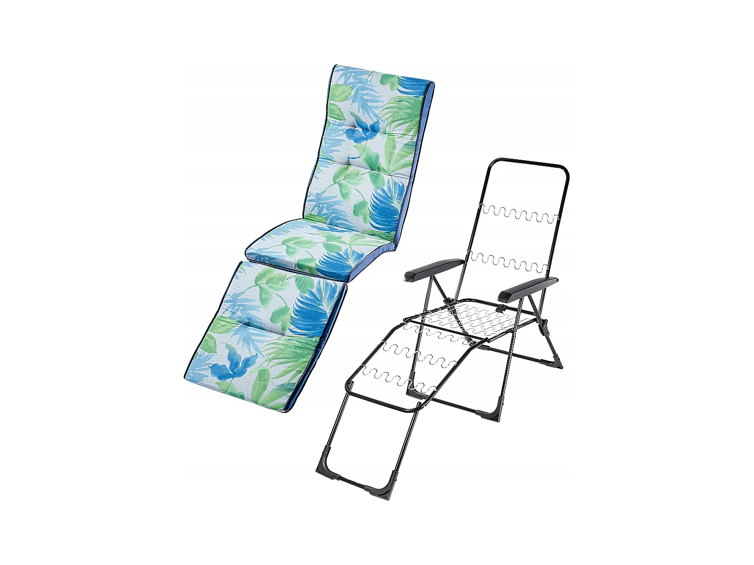 Chaise de jardin 2 en 1 KADAX, chaise longue en acier avec coussin, chaise longue pliante avec capacité de charge jusqu'à 110 kg, chaise de jardin avec