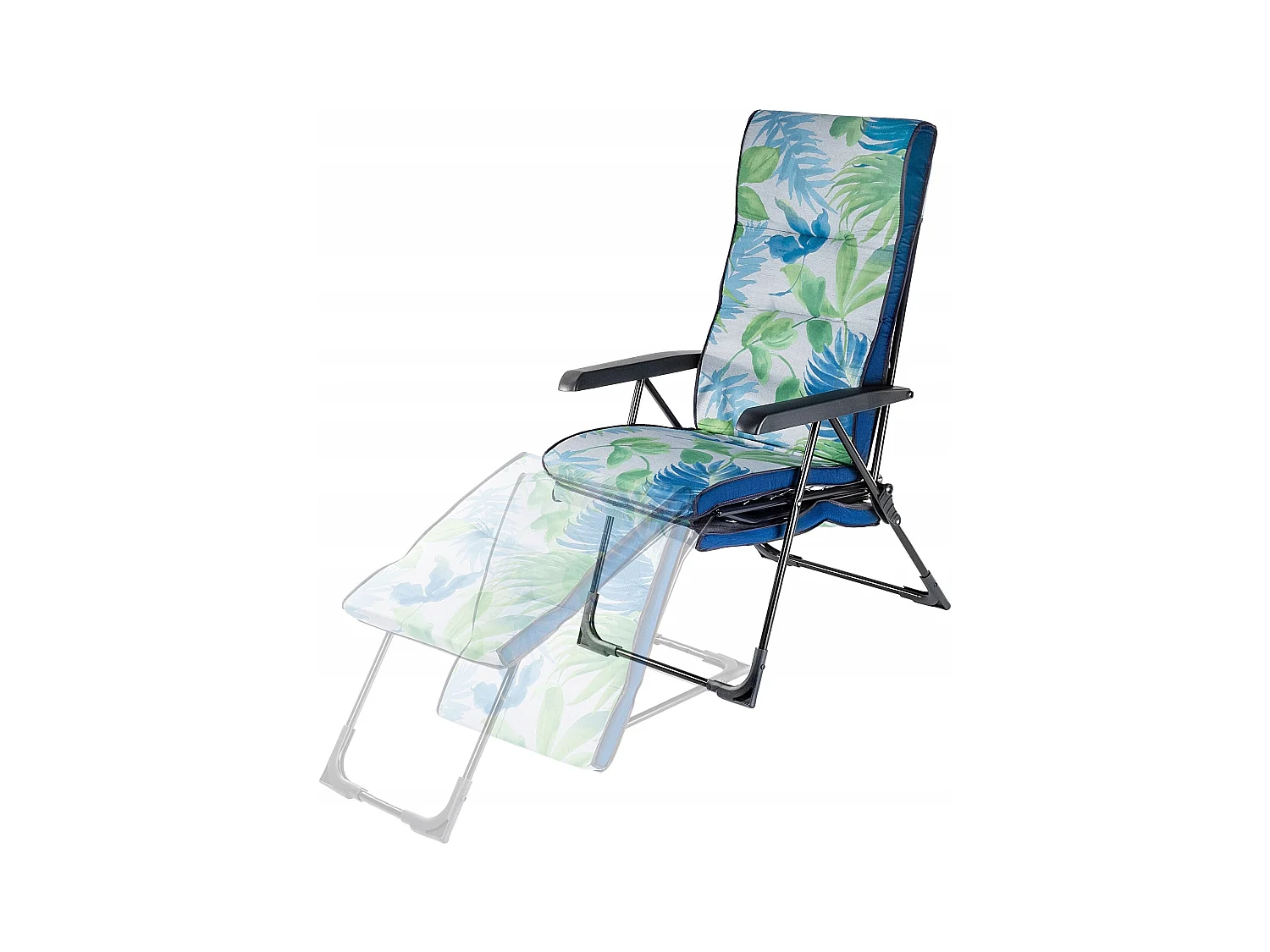 Chaise de jardin 2 en 1 KADAX, chaise longue en acier avec coussin, chaise longue pliante avec capacité de charge jusqu'à 110 kg, chaise de jardin avec