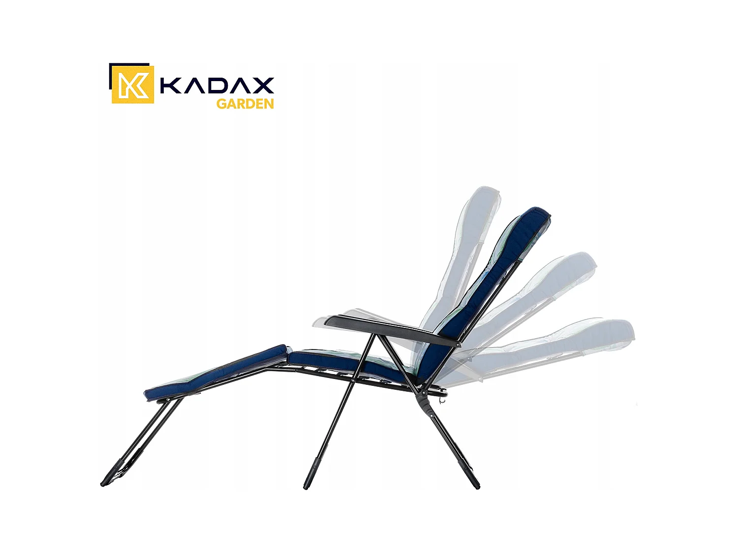 Chaise de jardin 2 en 1 KADAX, chaise longue en acier avec coussin, chaise longue pliante avec capacité de charge jusqu'à 110 kg, chaise de jardin avec