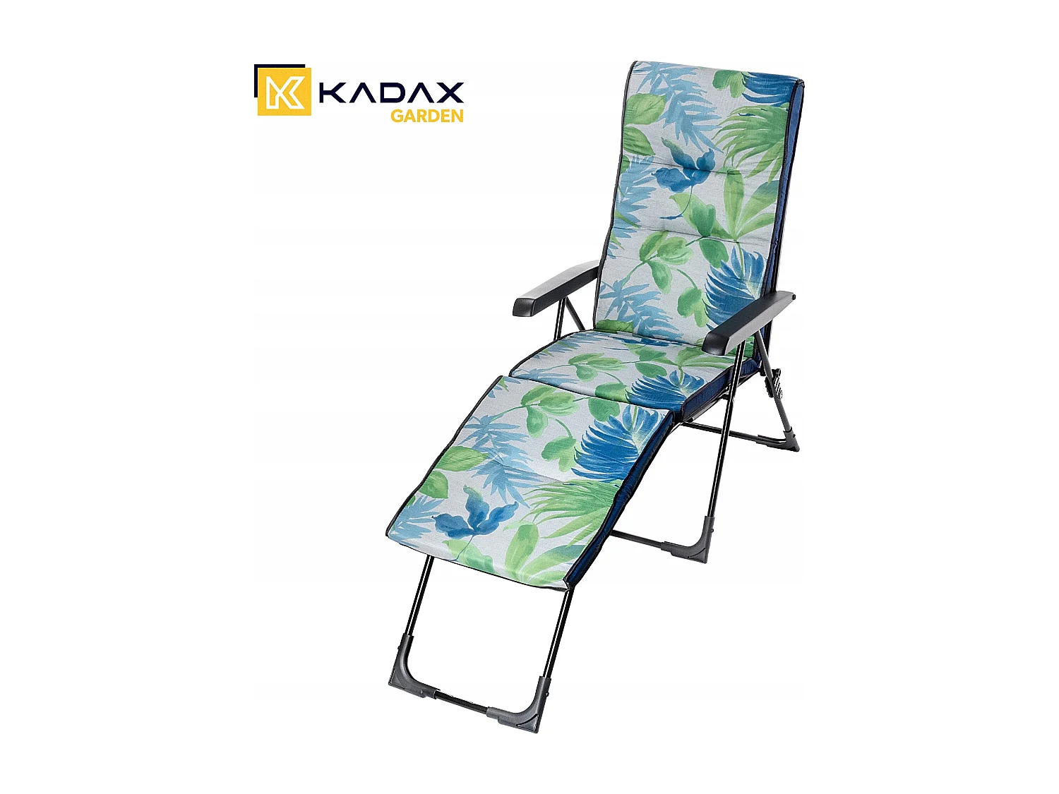 Chaise de jardin 2 en 1 KADAX, chaise longue en acier avec coussin, chaise longue pliante avec capacité de charge jusqu'à 110 kg, chaise de jardin avec