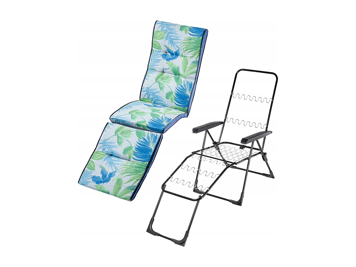 Chaise de jardin 2 en 1 KADAX, chaise longue en acier avec coussin, chaise longue pliante avec capacité de charge jusqu'à 110 kg, chaise de jardin avec