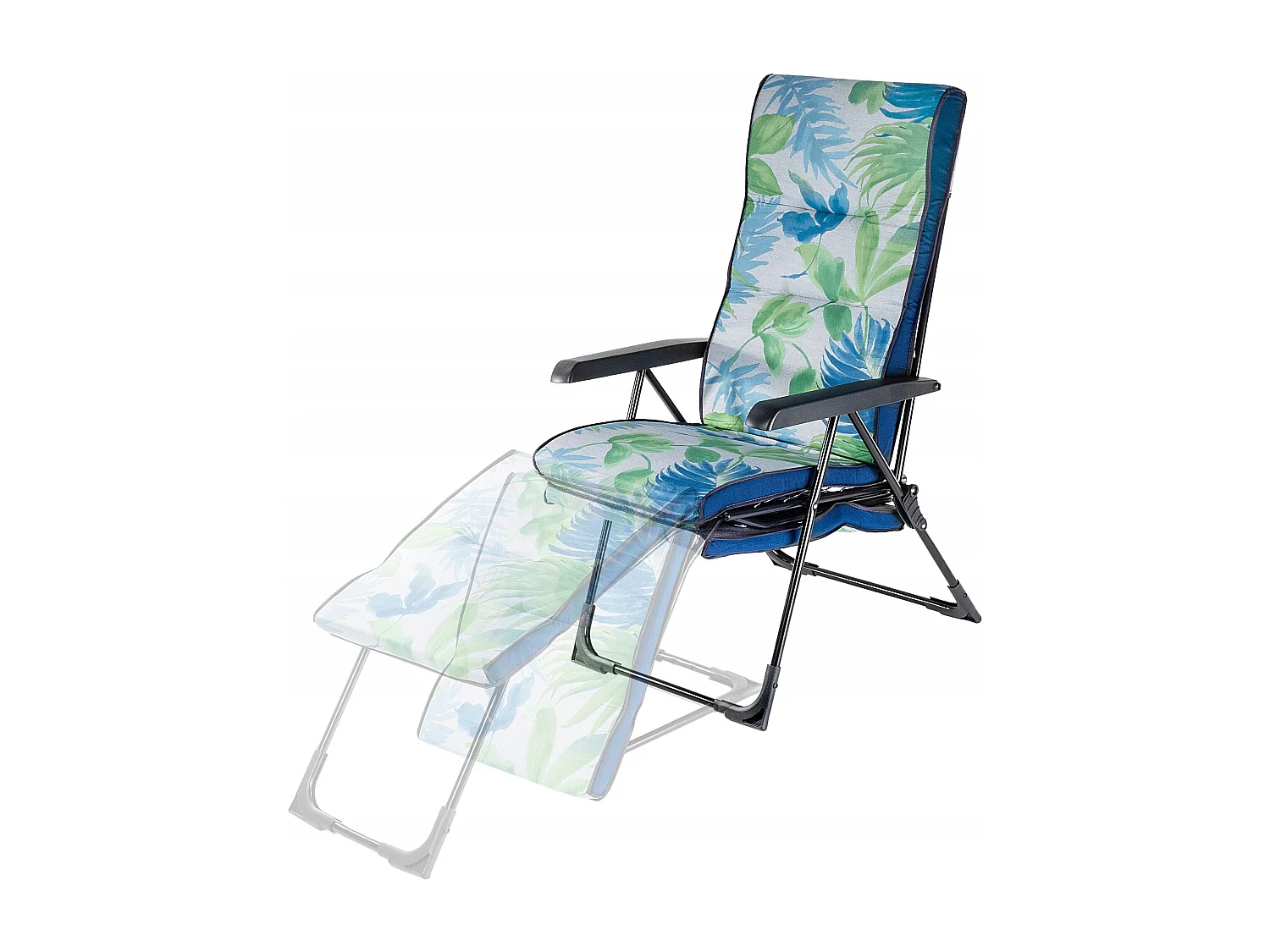 Chaise de jardin 2 en 1 KADAX, chaise longue en acier avec coussin, chaise longue pliante avec capacité de charge jusqu'à 110 kg, chaise de jardin avec