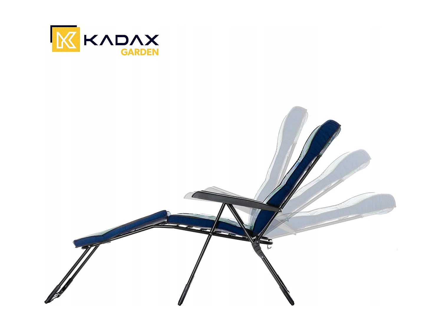 Chaise de jardin 2 en 1 KADAX, chaise longue en acier avec coussin, chaise longue pliante avec capacité de charge jusqu'à 110 kg, chaise de jardin avec