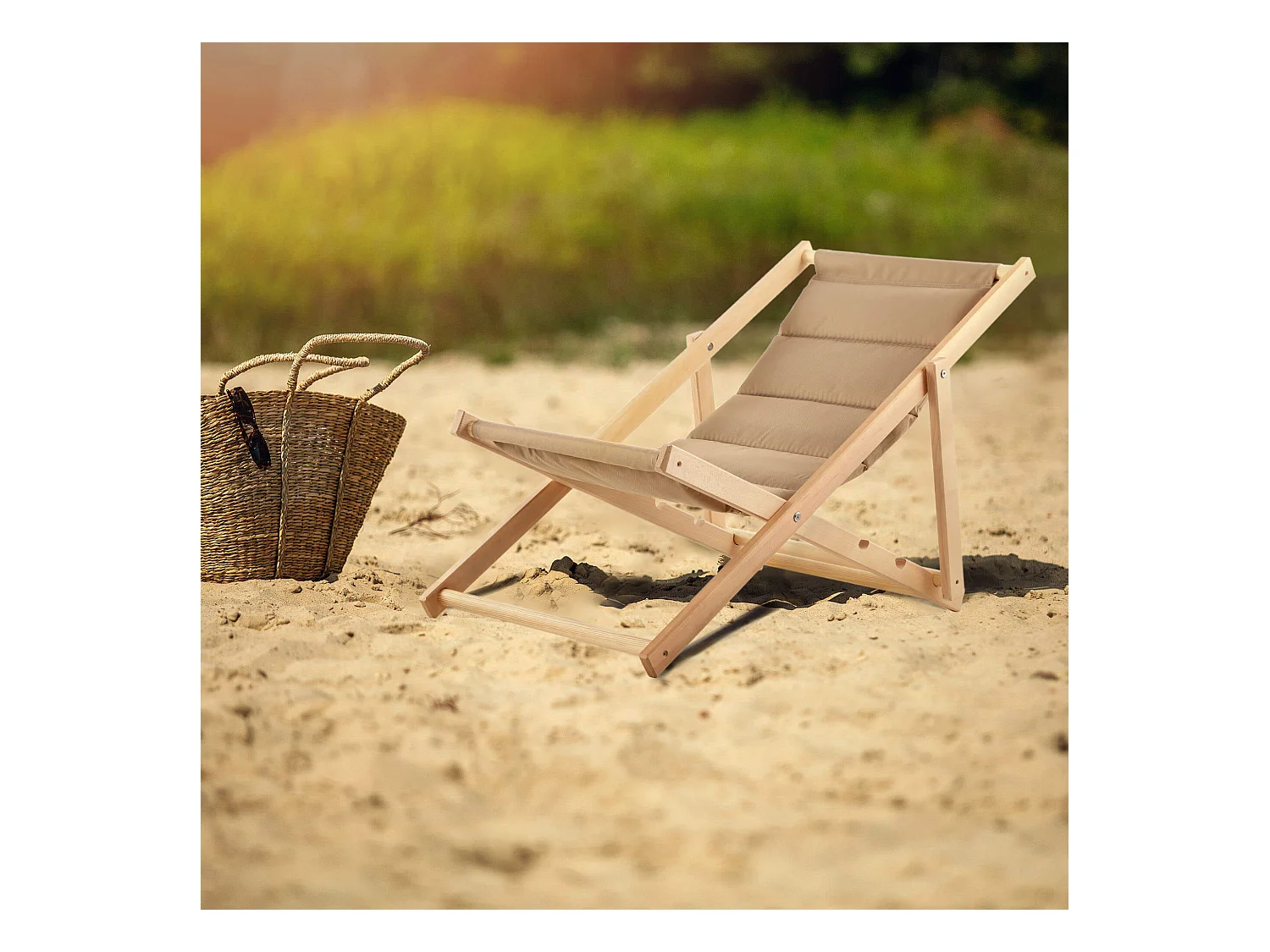 KADAX Leżak plażowy z poduszką Troia, cappucino