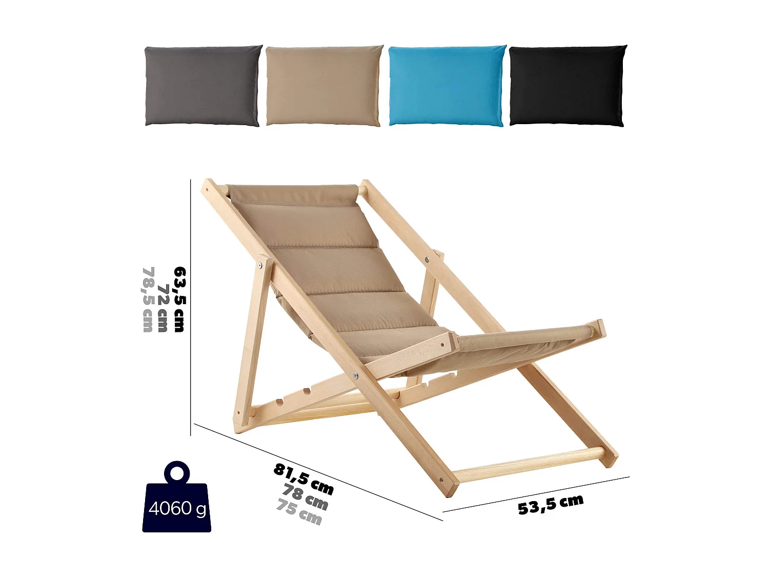 KADAX Sdraio in legno da giardino spiaggia cuscino pieghevole confortevole Produttore polacco