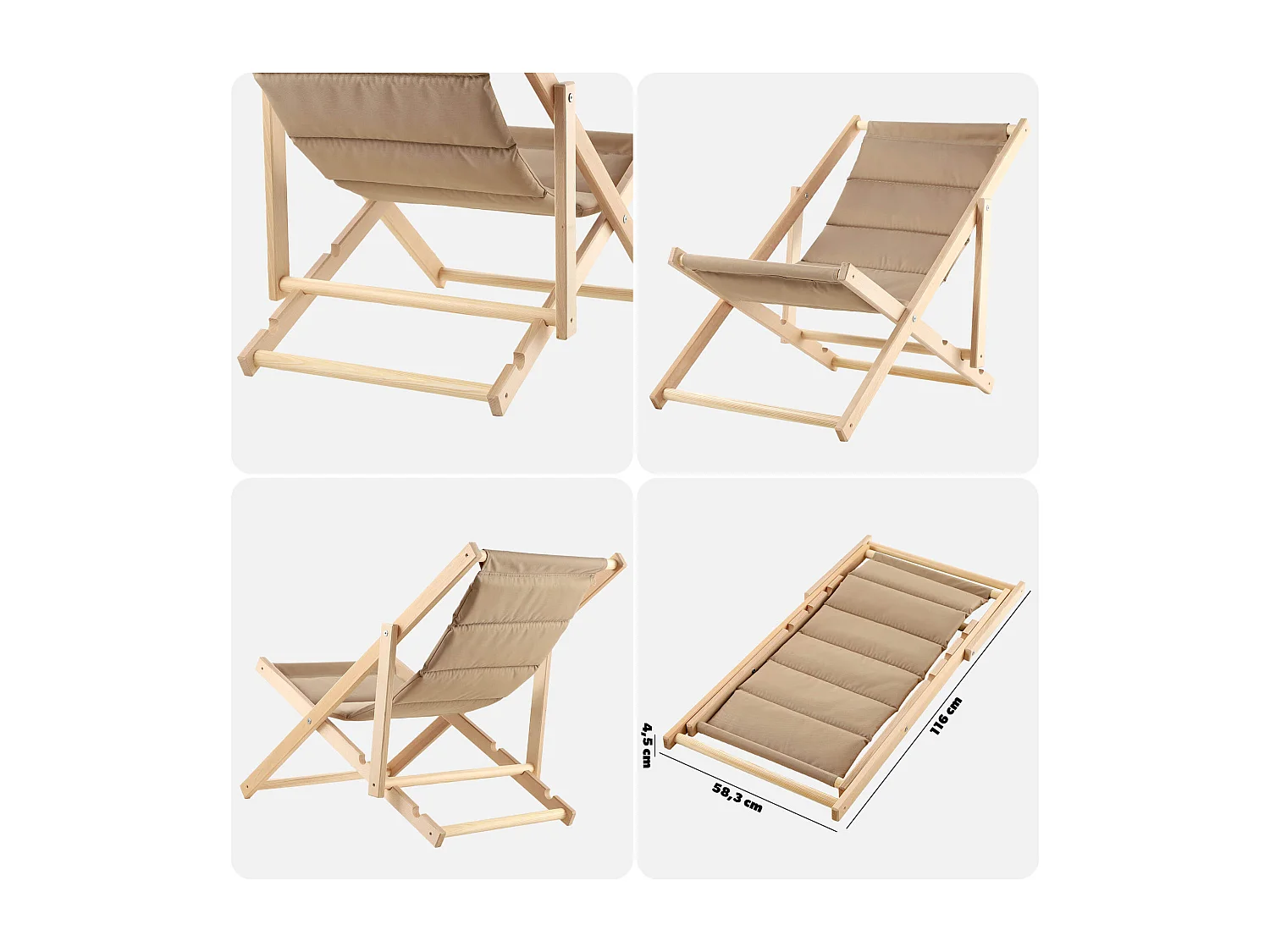 KADAX Sdraio in legno da giardino spiaggia cuscino pieghevole confortevole Produttore polacco