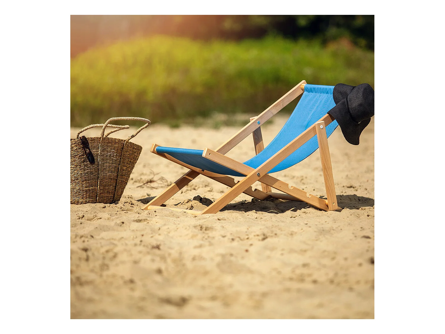 KADAX Liegestuhl aus Holz, klappbarer Strandgartenstuhl