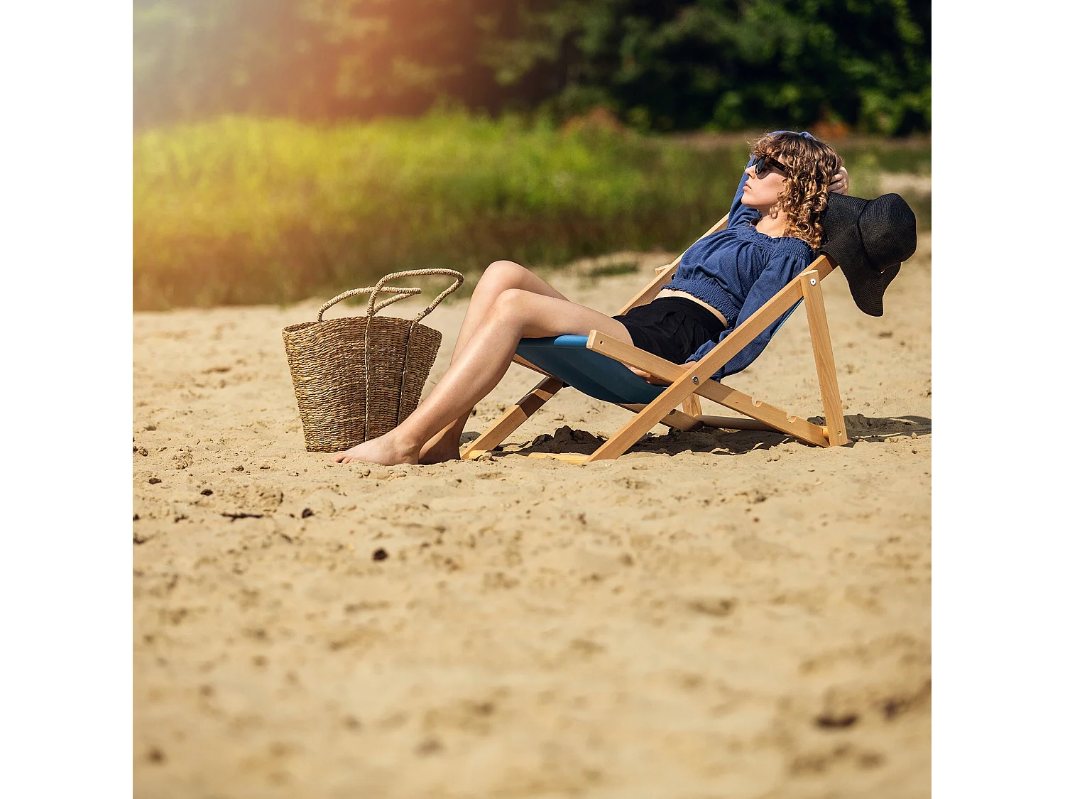 KADAX Chaise longue, chaise de plage en bois, transat jusqu'à 120 kg, chaise longue en bois de hêtre, chaises pliantes en bois, chaise de plage, chaise pliante