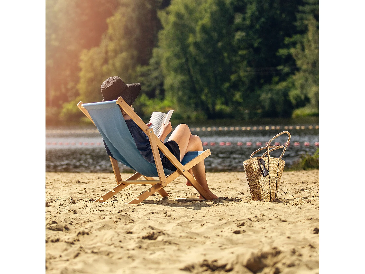 KADAX Chaise longue, chaise de plage en bois, transat jusqu'à 120 kg, chaise longue en bois de hêtre, chaises pliantes en bois, chaise de plage, chaise pliante