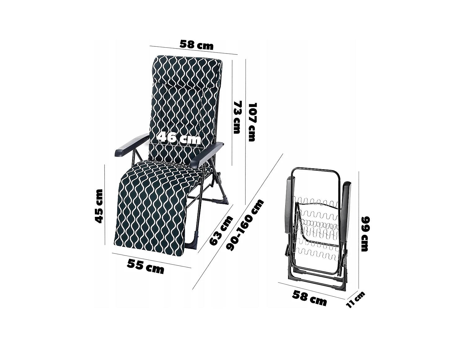 KADAX Fotel ogrodowy Girona Plus, zielone romby