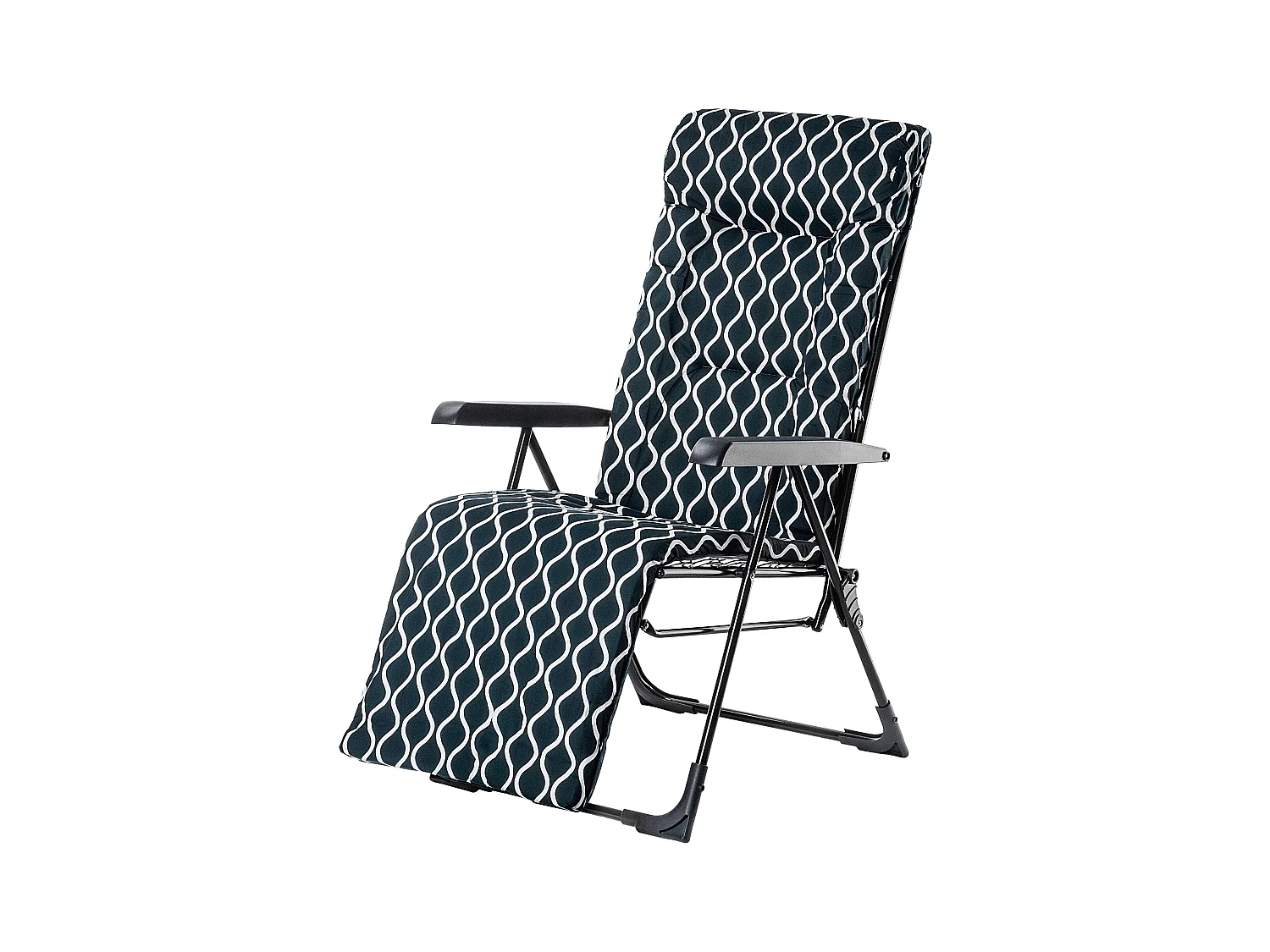 Chaise de jardin KADAX, chaise longue en acier avec coussin, bain de soleil pliable avec capacité de charge jusqu'à 110 kg, chaise longue avec dossier réglable,
