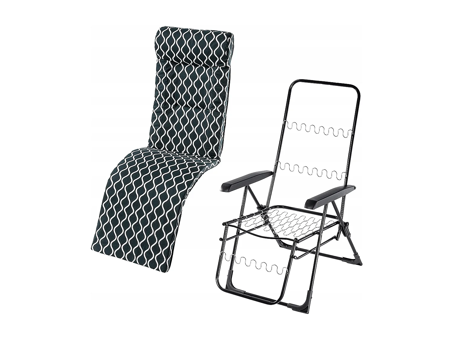 Chaise de jardin KADAX, chaise longue en acier avec coussin, bain de soleil pliable avec capacité de charge jusqu'à 110 kg, chaise longue avec dossier réglable,