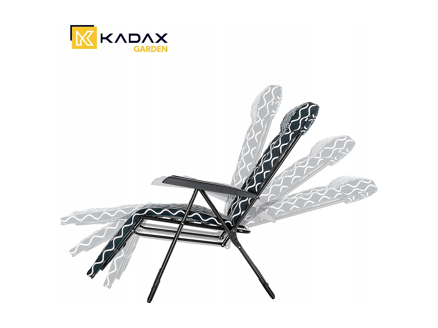 Chaise de jardin KADAX, chaise longue en acier avec coussin, bain de soleil pliable avec capacité de charge jusqu'à 110 kg, chaise longue avec dossier réglable,