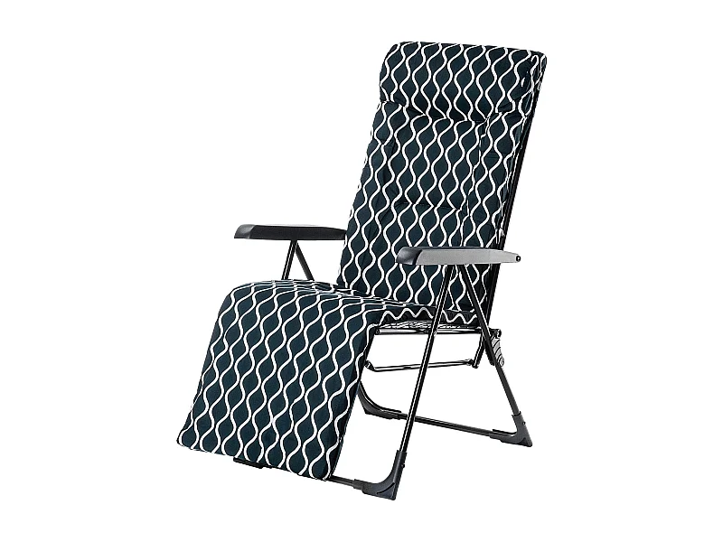 Chaise de jardin KADAX, chaise longue en acier avec coussin, bain de soleil pliable avec capacité de charge jusqu'à 110 kg, chaise longue avec dossier réglable,