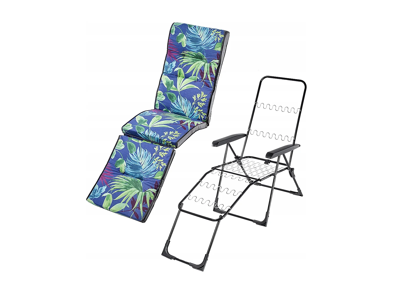 Chaise de jardin 2 en 1 KADAX, chaise longue en acier avec coussin, chaise longue pliante avec capacité de charge jusqu'à 110 kg, chaise de jardin avec