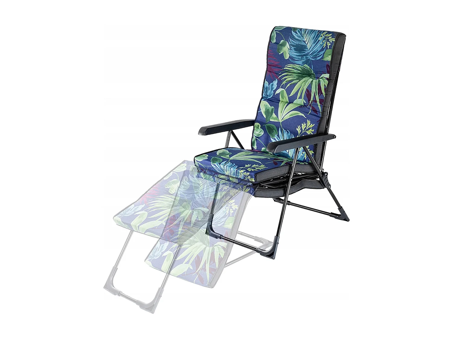 Chaise de jardin 2 en 1 KADAX, chaise longue en acier avec coussin, chaise longue pliante avec capacité de charge jusqu'à 110 kg, chaise de jardin avec