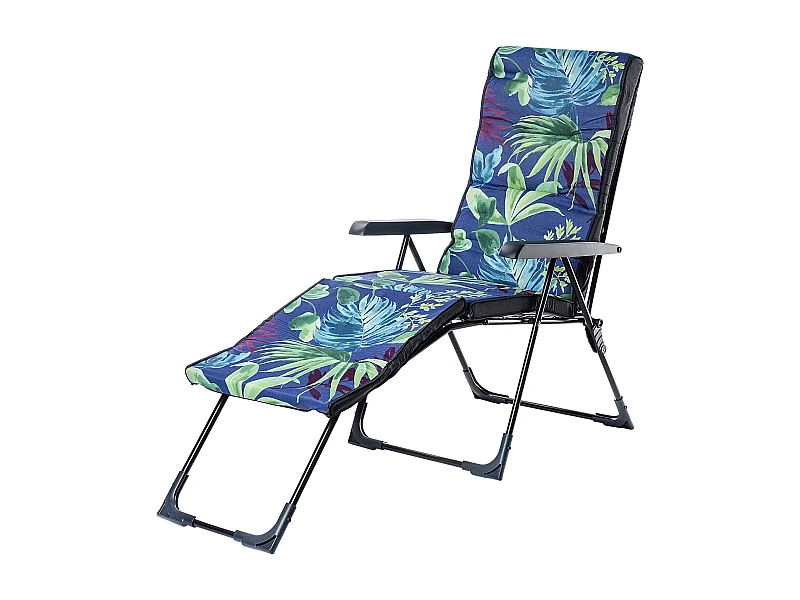 Chaise de jardin 2 en 1 KADAX, chaise longue en acier avec coussin, chaise longue pliante avec capacité de charge jusqu'à 110 kg, chaise de jardin avec