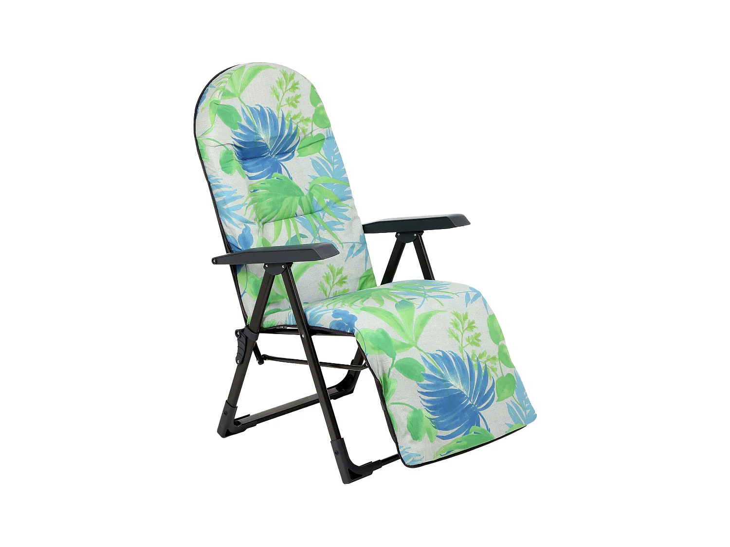 Chaise de jardin KADAX avec dossier réglable, chaise relax en acier thermolaqué, pliable, chaise pliante avec capacité de charge jusqu'à 110 kg, chaise longue avec