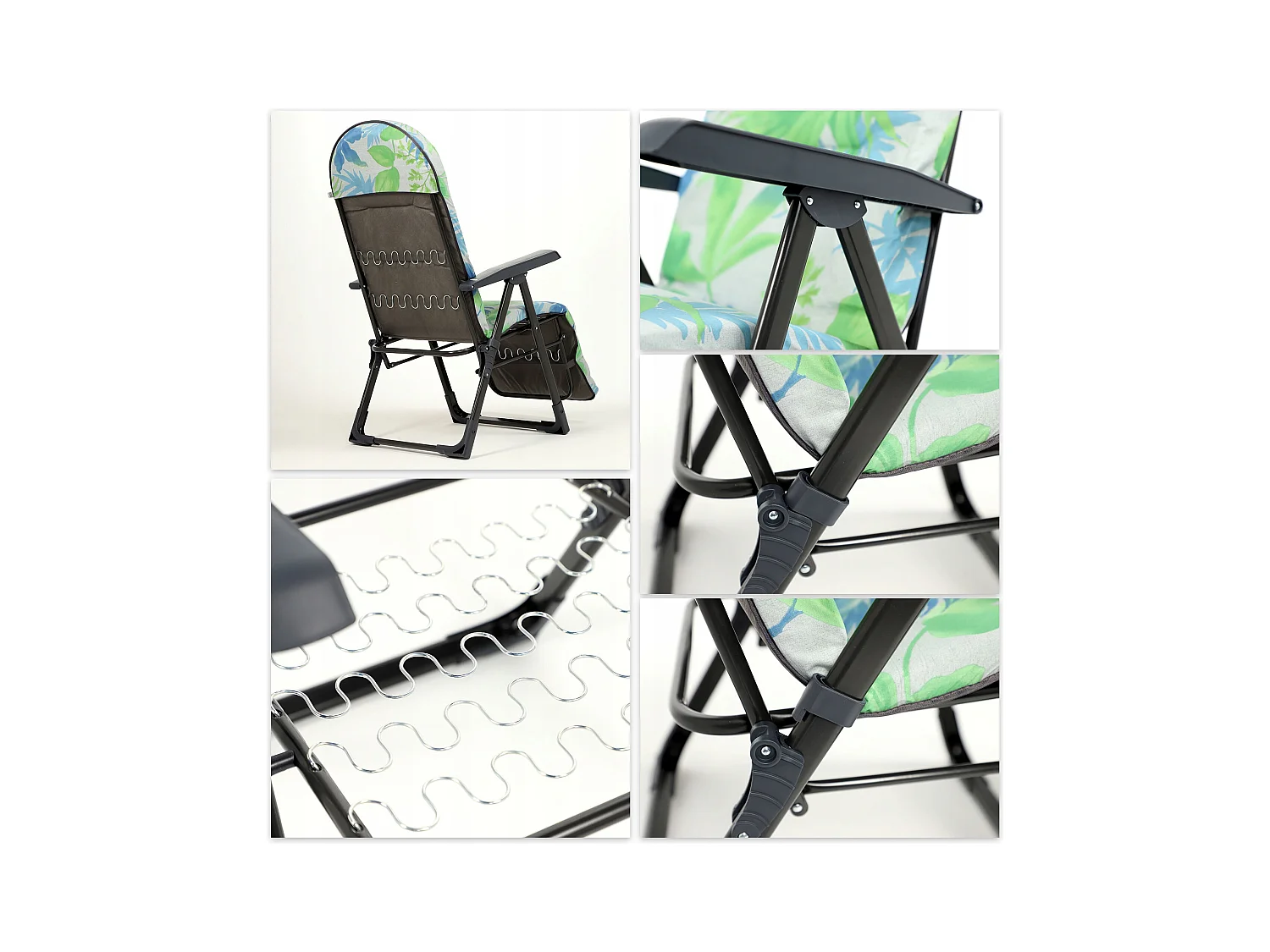 Chaise de jardin KADAX avec dossier réglable, chaise relax en acier thermolaqué, pliable, chaise pliante avec capacité de charge jusqu'à 110 kg, chaise longue avec