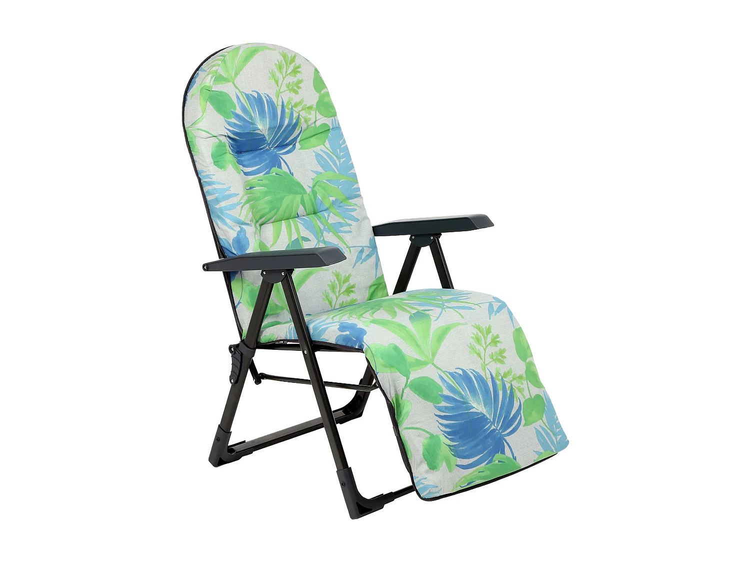 Chaise de jardin KADAX avec dossier réglable, chaise relax en acier thermolaqué, pliable, chaise pliante avec capacité de charge jusqu'à 110 kg, chaise longue avec