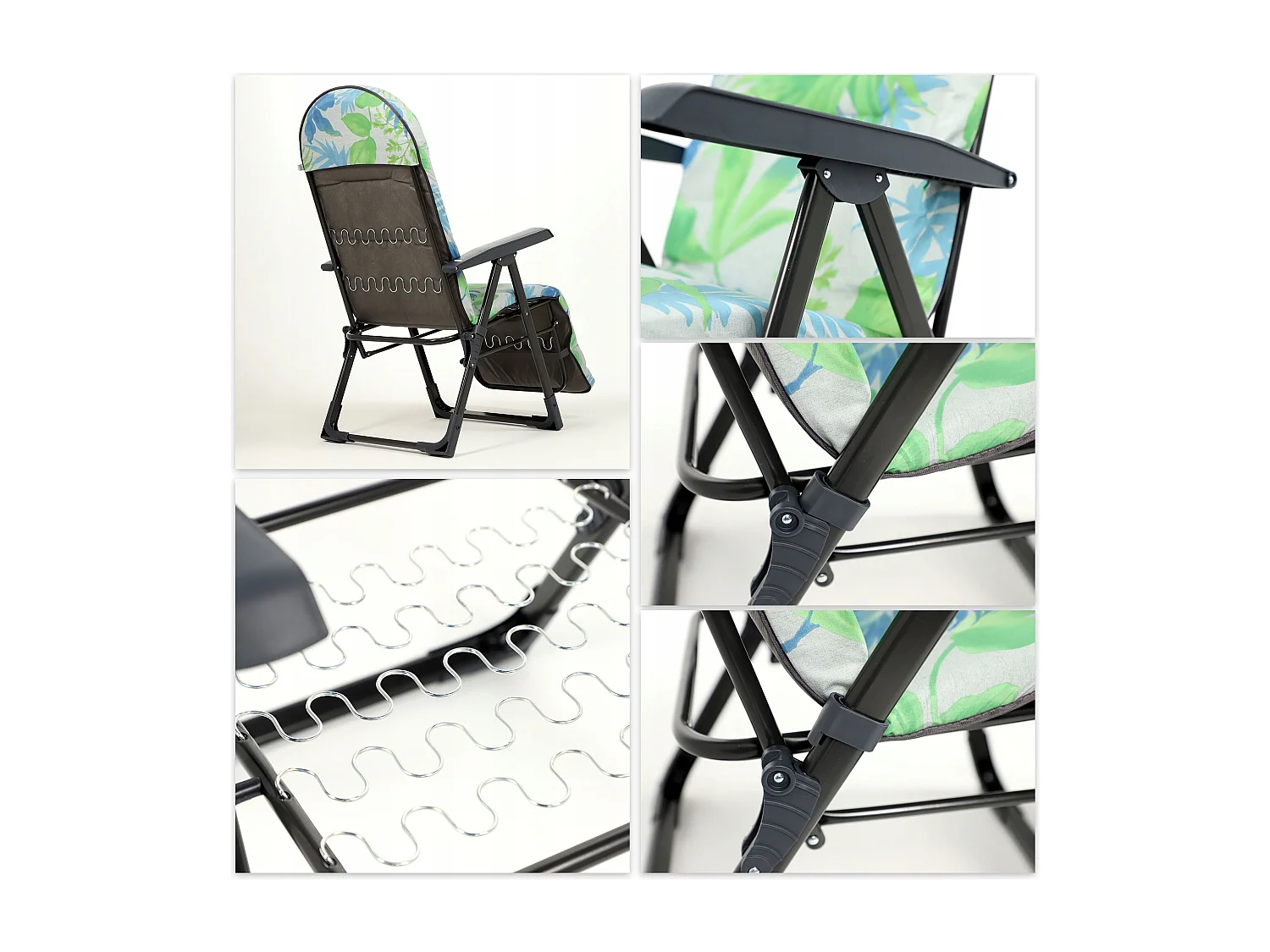 Chaise de jardin KADAX avec dossier réglable, chaise relax en acier thermolaqué, pliable, chaise pliante avec capacité de charge jusqu'à 110 kg, chaise longue avec