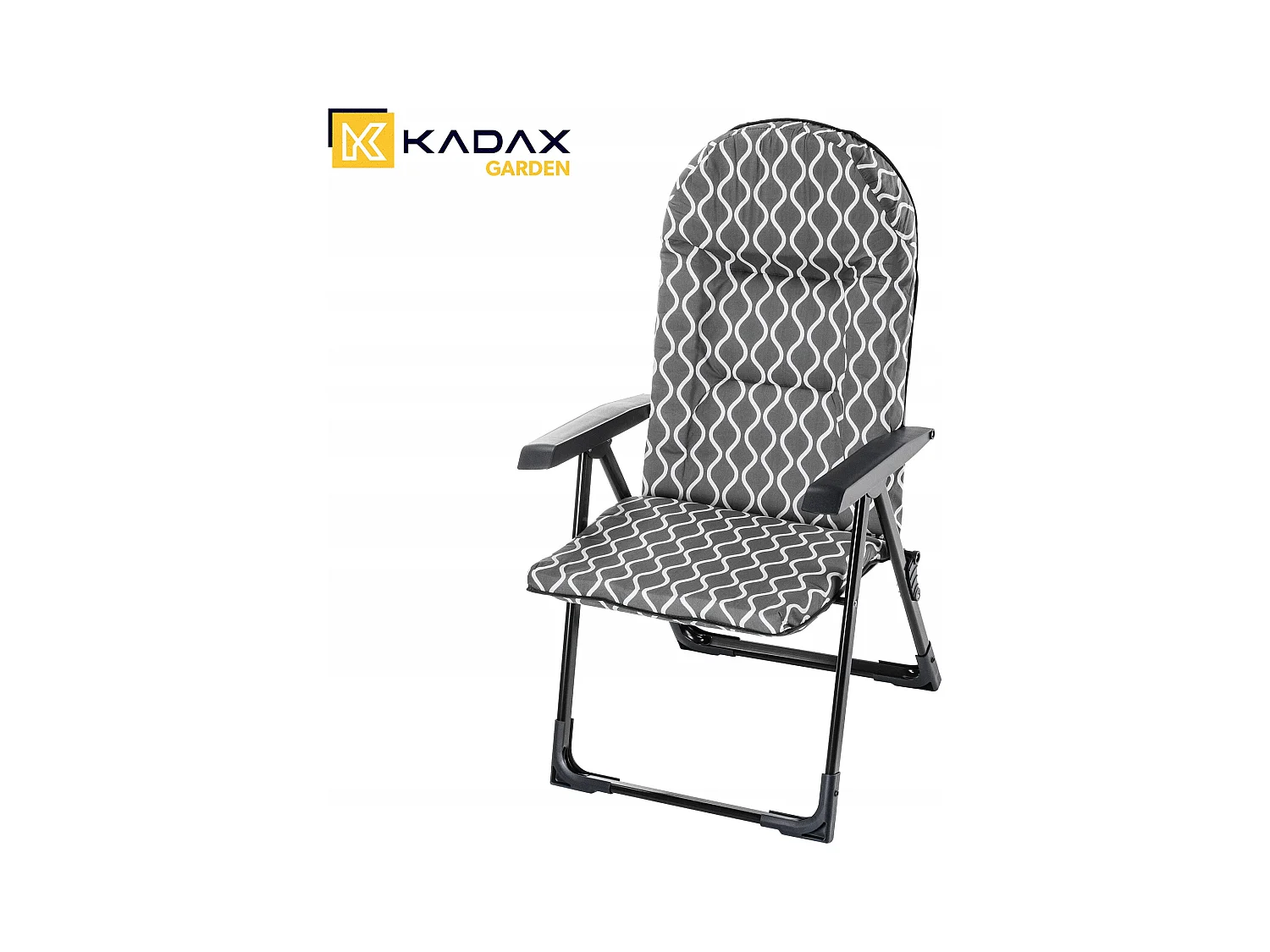 KADAX Tuinstoel met verstelbare rugleuning, relaxstoel van gepoedercoate stalen constructie, klapstoel met draagvermogen tot 110 kg, ligstoel met kussen (grijze