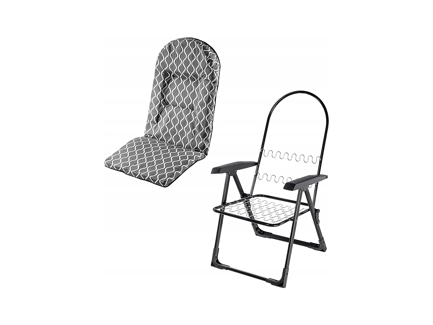 KADAX Tuinstoel met verstelbare rugleuning, relaxstoel van gepoedercoate stalen constructie, klapstoel met draagvermogen tot 110 kg, ligstoel met kussen (grijze