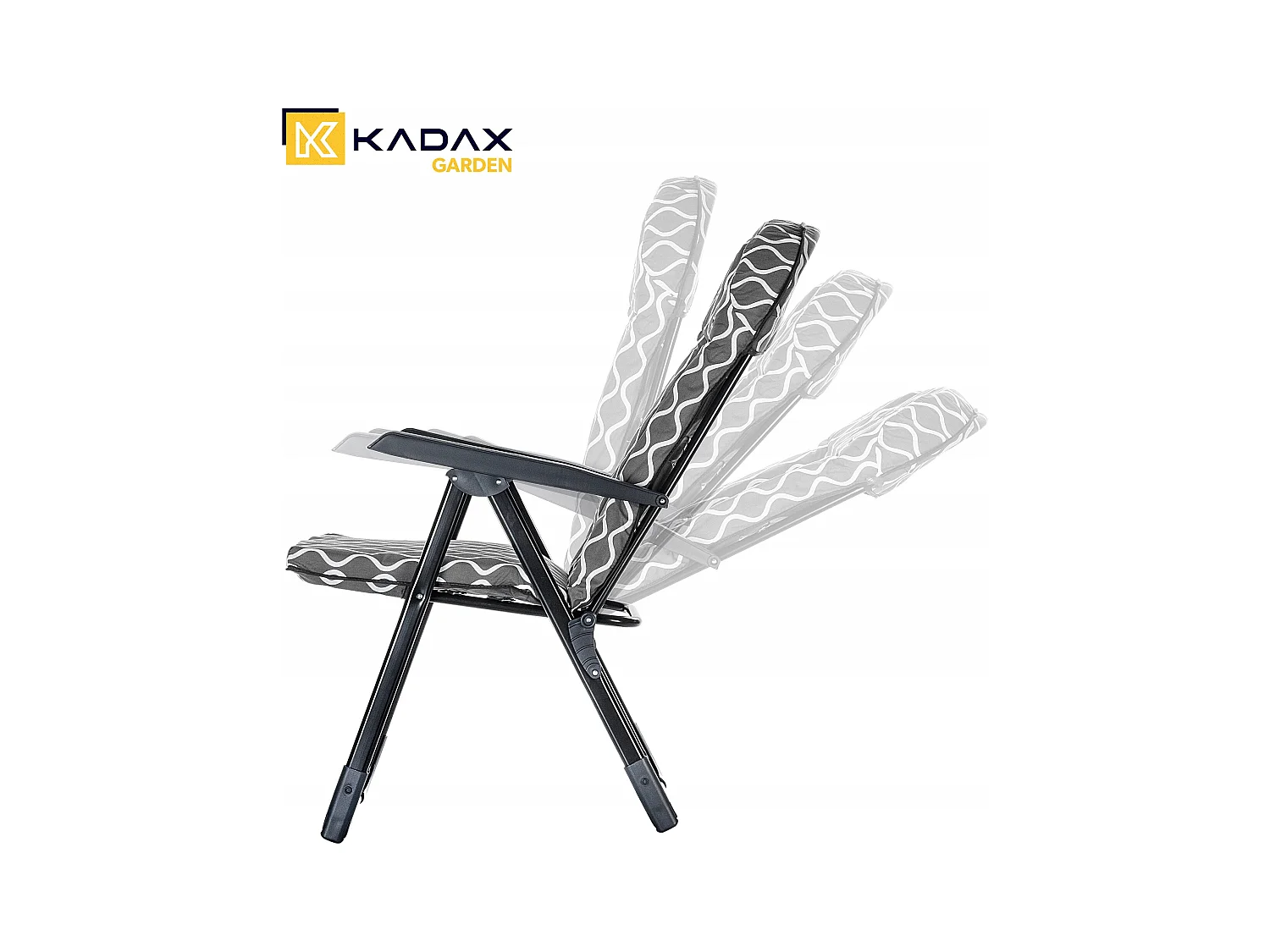 KADAX Tuinstoel met verstelbare rugleuning, relaxstoel van gepoedercoate stalen constructie, klapstoel met draagvermogen tot 110 kg, ligstoel met kussen (grijze
