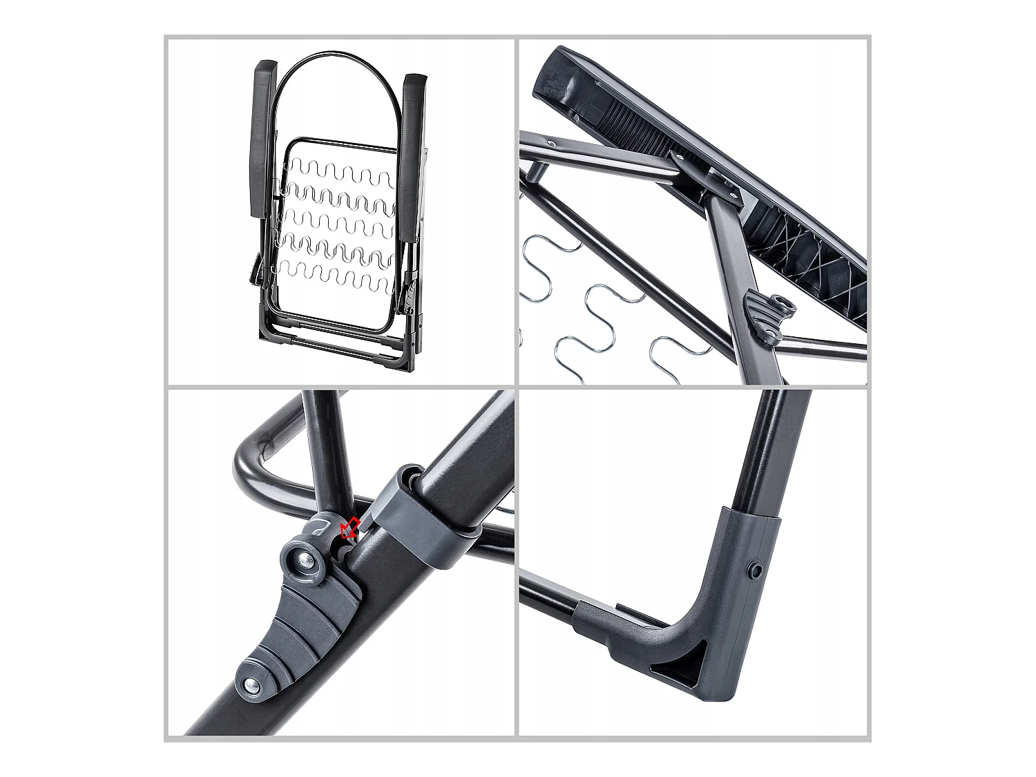 KADAX Tuinstoel met verstelbare rugleuning, relaxstoel van gepoedercoate stalen constructie, klapstoel met draagvermogen tot 110 kg, ligstoel met kussen (grijze