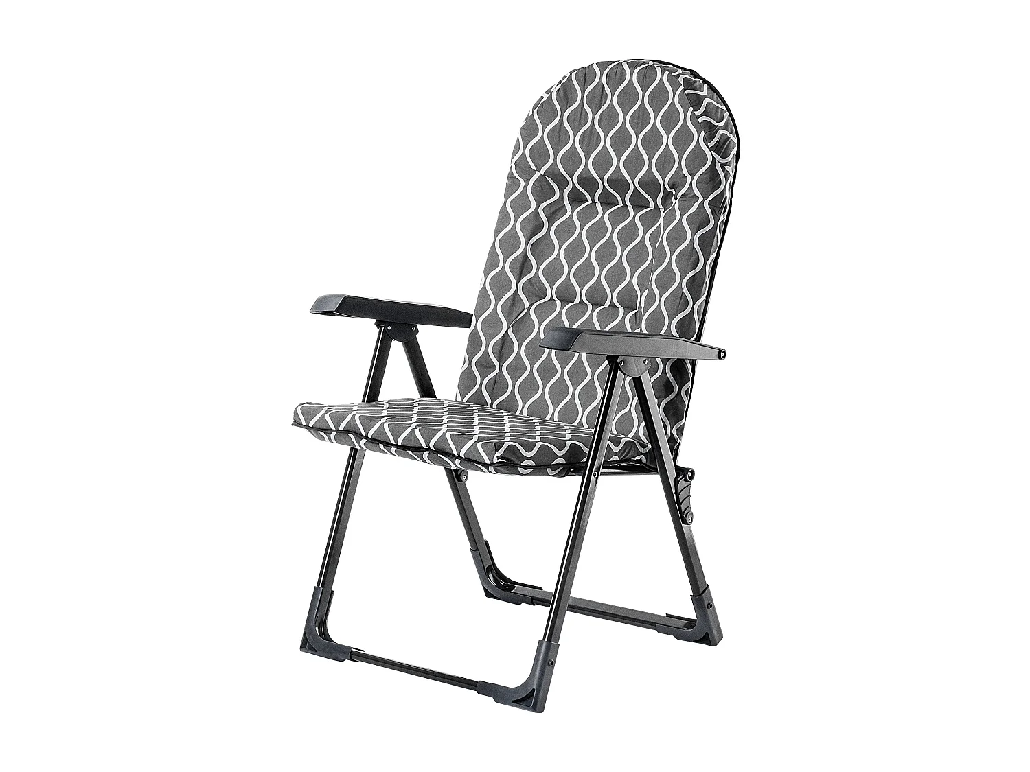 Chaise de jardin KADAX avec dossier réglable, chaise relax en acier thermolaqué, chaise pliante avec capacité de charge jusqu'à 110 kg, chaise longue avec coussin