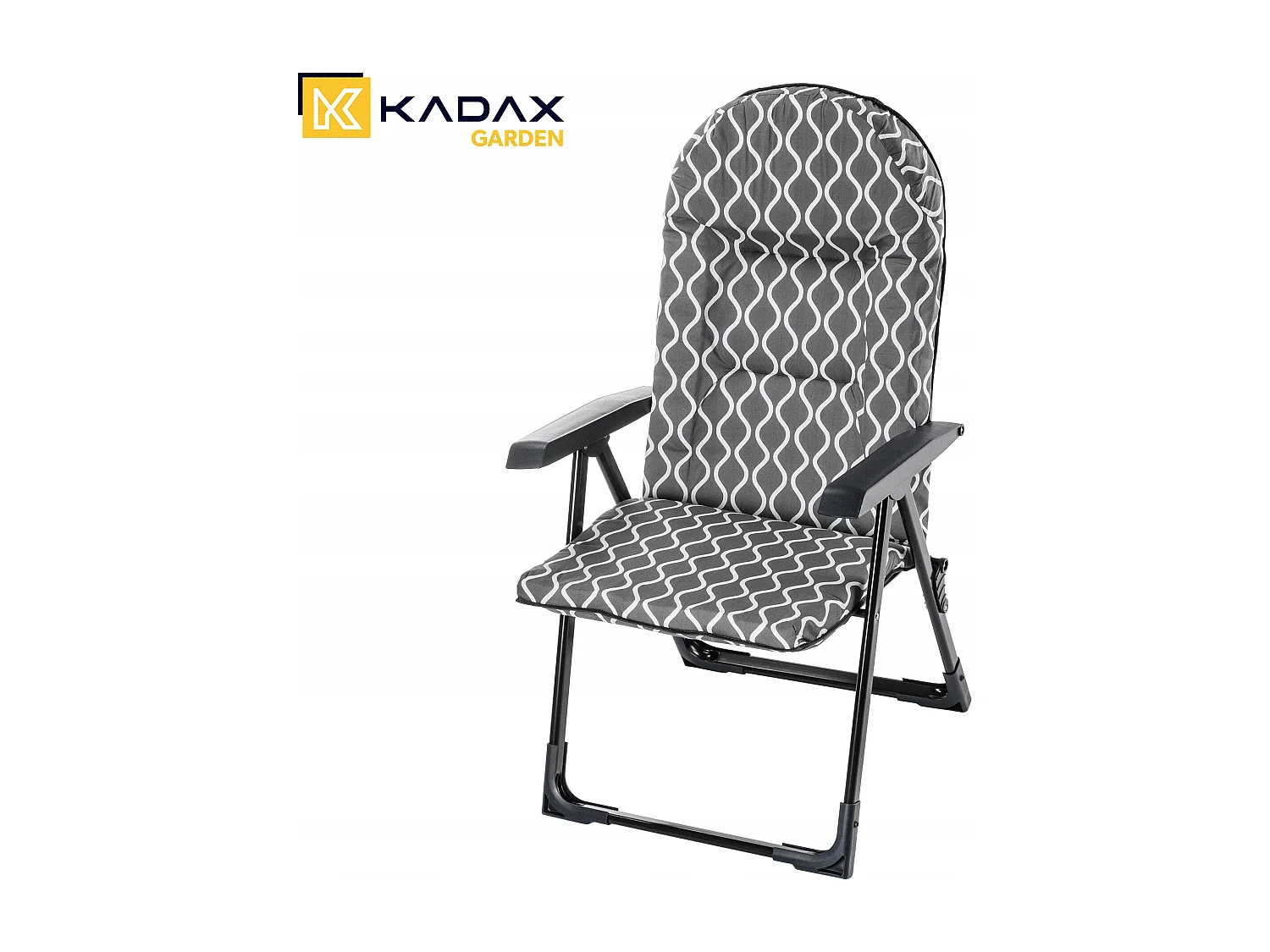 Chaise de jardin KADAX avec dossier réglable, chaise relax en acier thermolaqué, chaise pliante avec capacité de charge jusqu'à 110 kg, chaise longue avec coussin