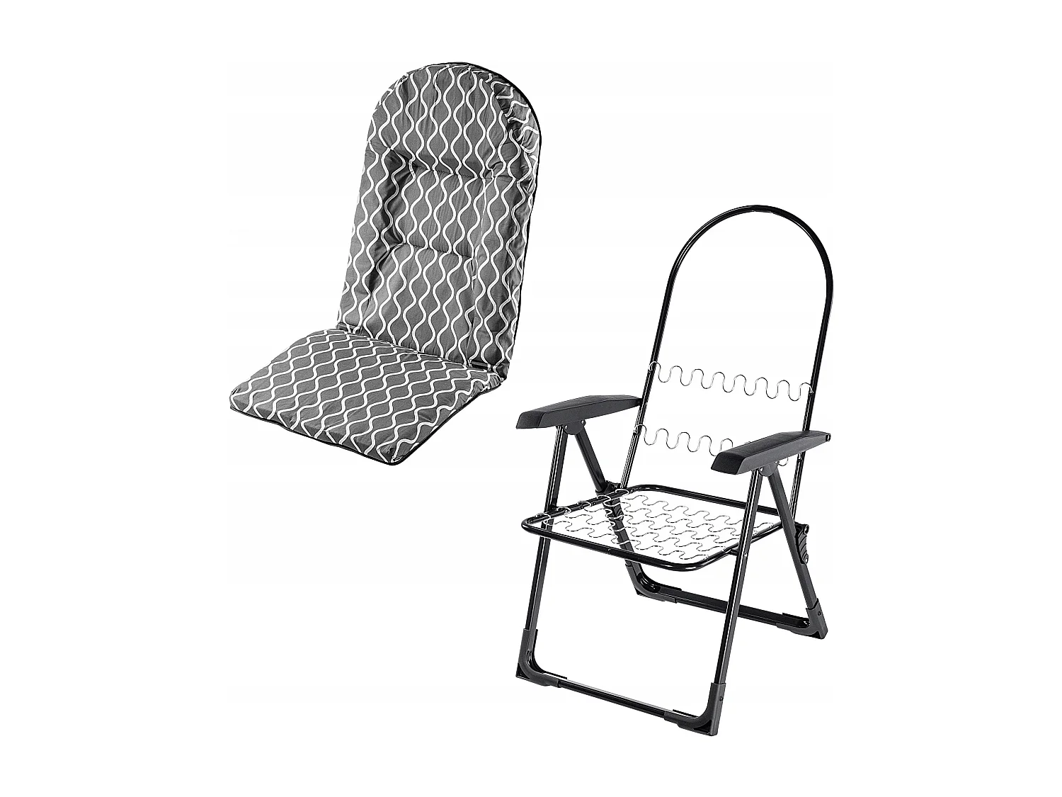 Chaise de jardin KADAX avec dossier réglable, chaise relax en acier thermolaqué, chaise pliante avec capacité de charge jusqu'à 110 kg, chaise longue avec coussin