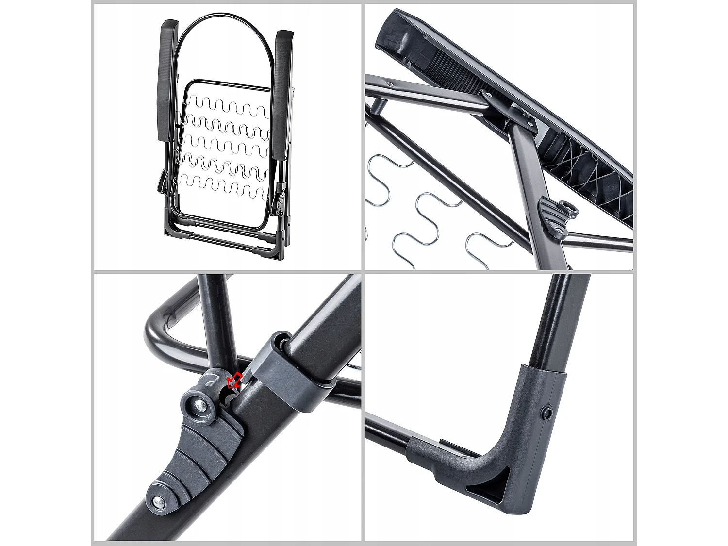 Chaise de jardin KADAX avec dossier réglable, chaise relax en acier thermolaqué, chaise pliante avec capacité de charge jusqu'à 110 kg, chaise longue avec coussin