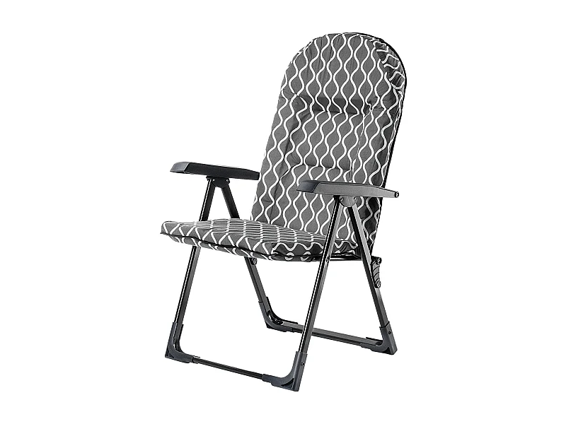 Chaise de jardin KADAX avec dossier réglable, chaise relax en acier thermolaqué, chaise pliante avec capacité de charge jusqu'à 110 kg, chaise longue avec coussin