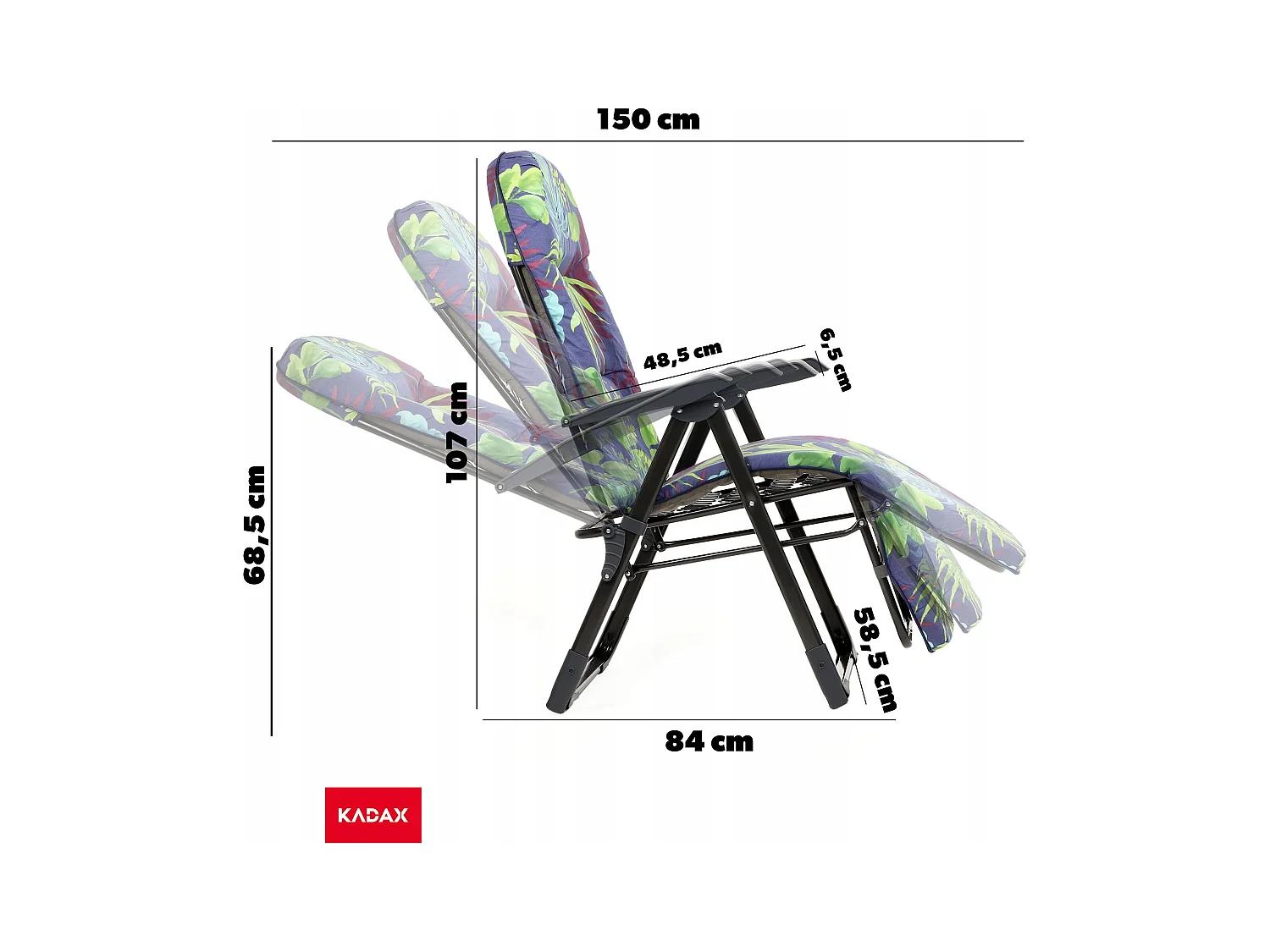 KADAX espreguiçadeira dobrável cadeira de jardim praia espreguiçadeira almofada apoio para os pés confortável