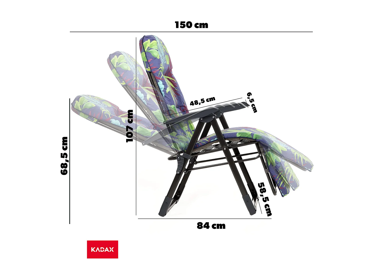 KADAX espreguiçadeira dobrável cadeira de jardim praia espreguiçadeira almofada apoio para os pés confortável