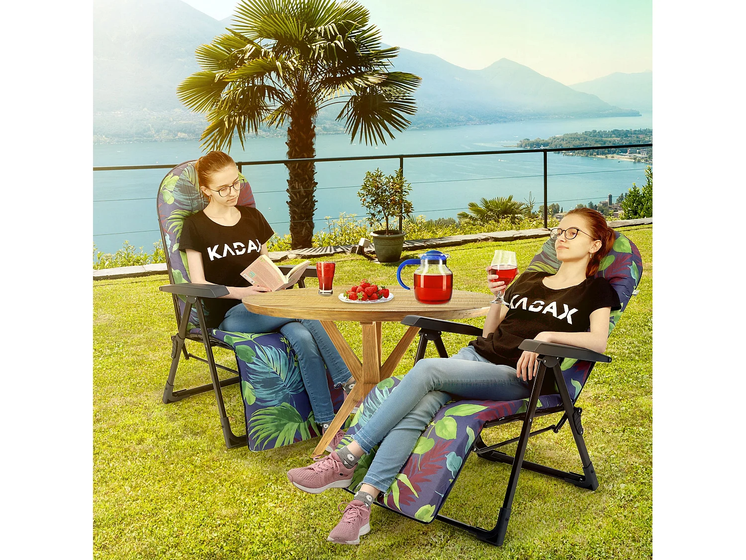 KADAX espreguiçadeira dobrável cadeira de jardim praia espreguiçadeira almofada apoio para os pés confortável