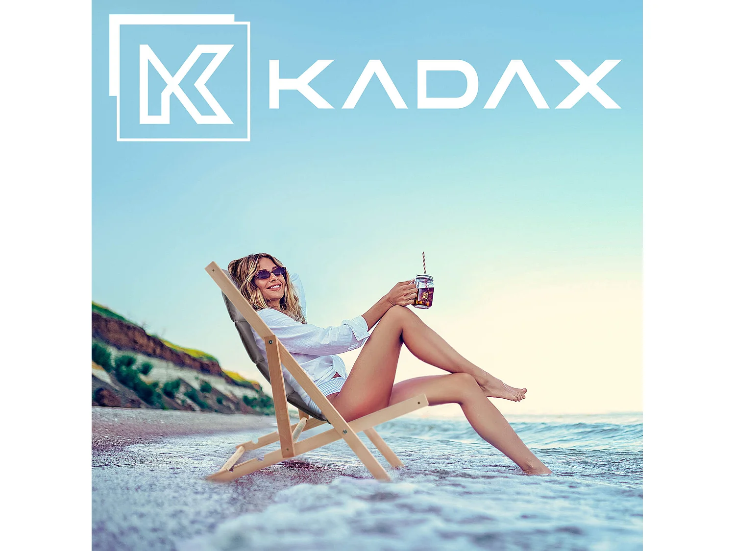 KADAX Bain de soleil, chaise longue de plage en bois, transat jusqu'à 120 kg, bain de soleil en bois de hêtre, chaises pliantes en bois, chaise de plage, chaise de