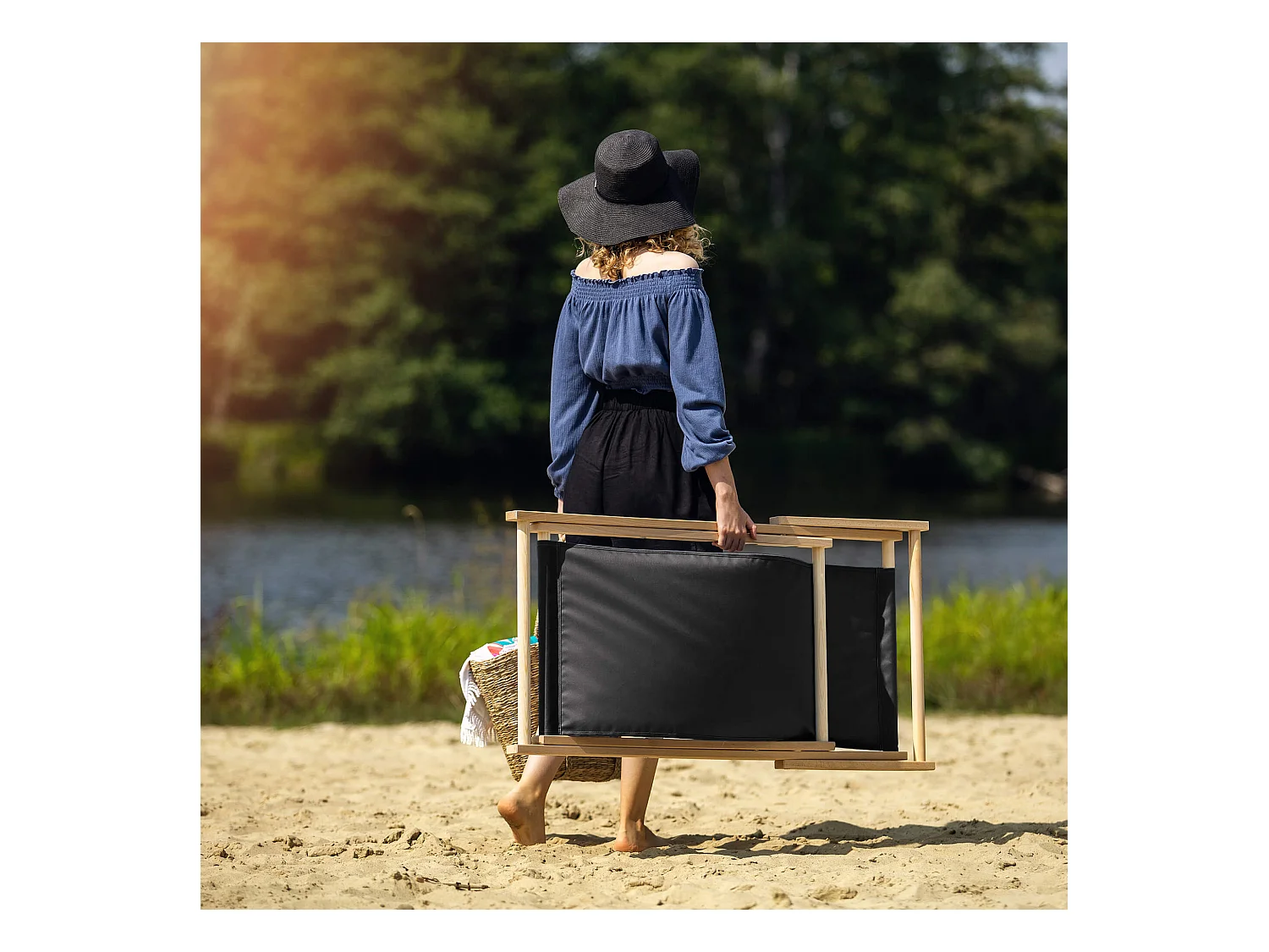 KADAX Bain de soleil, chaise de plage en bois, transat jusqu'à 120 kg, bain de soleil en bois de hêtre, chaises pliantes en bois, chaise de plage, chaise de plage