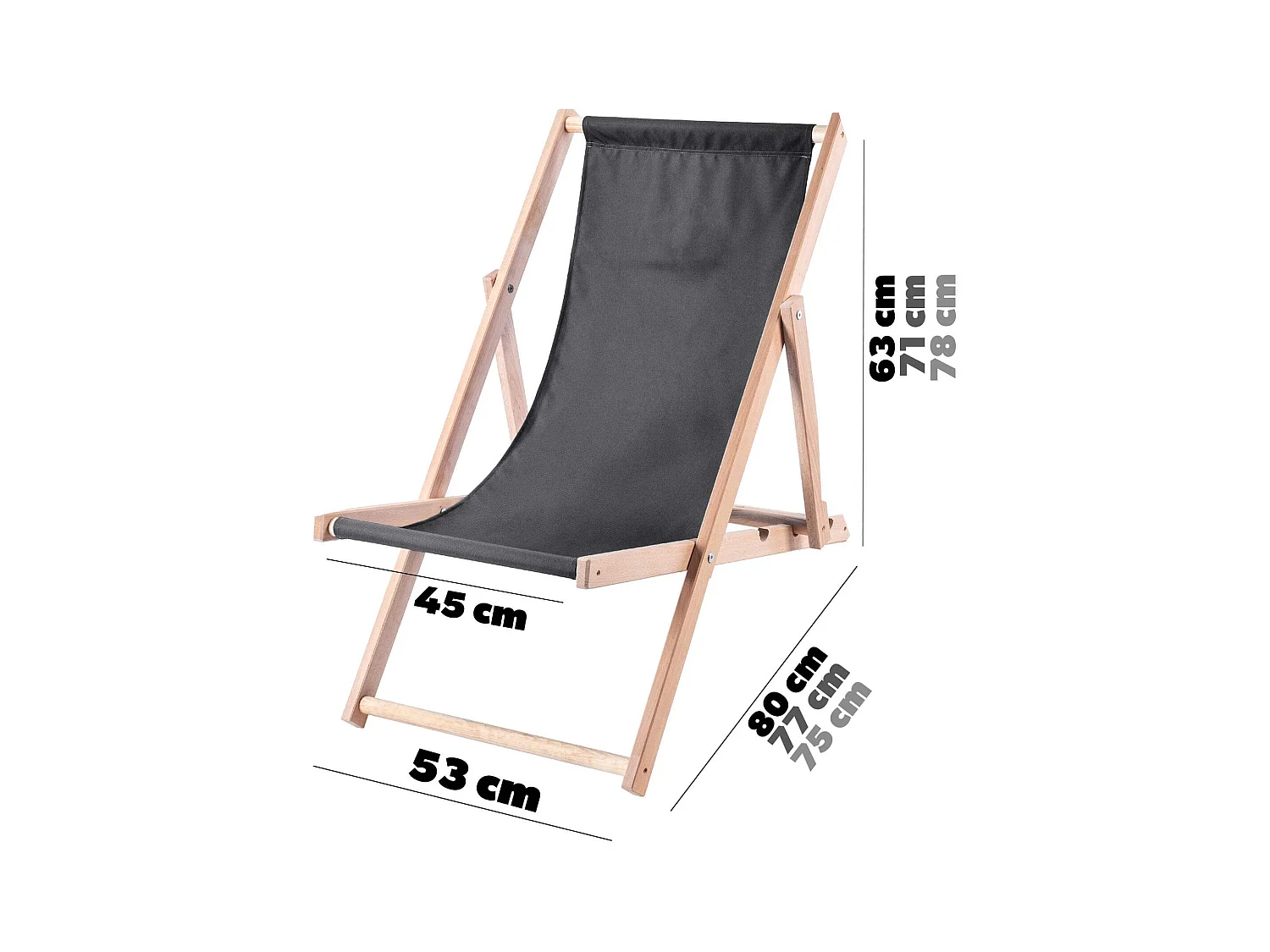 KADAX Holzgarten-Strandliegestuhl, zusammenklappbar, Graphit-Liegestühle, polnischer Hersteller