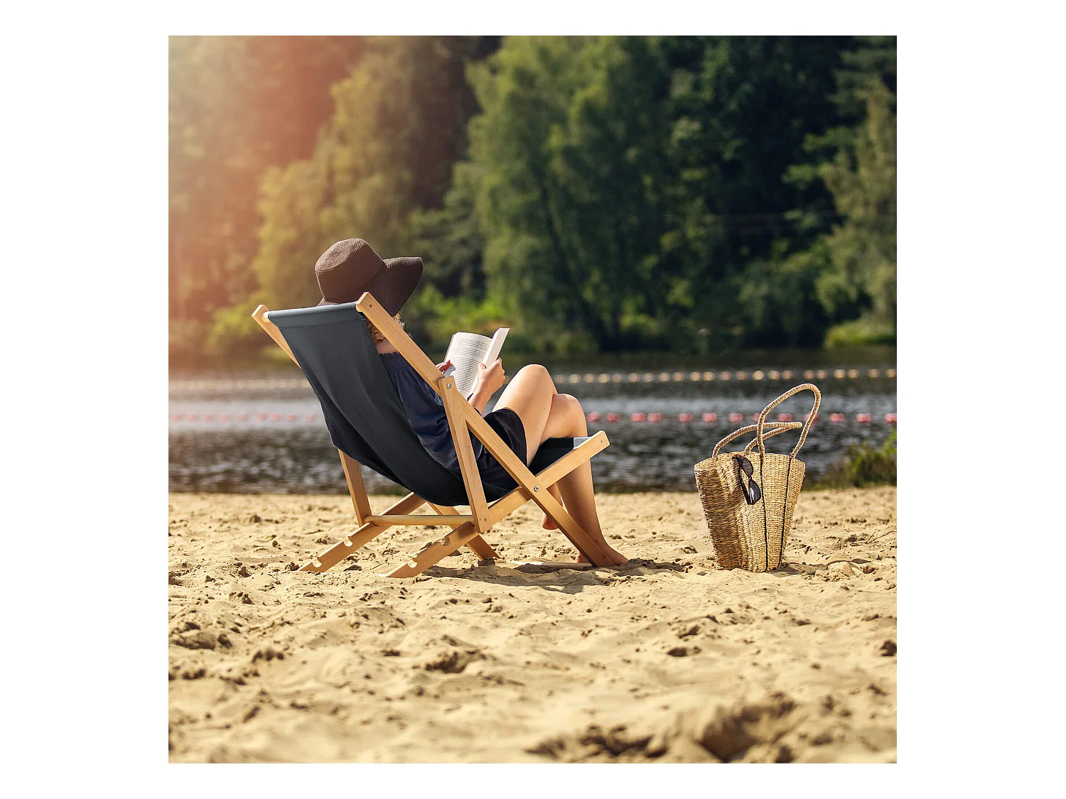 KADAX Holzgarten-Strandliegestuhl, zusammenklappbar, Graphit-Liegestühle, polnischer Hersteller