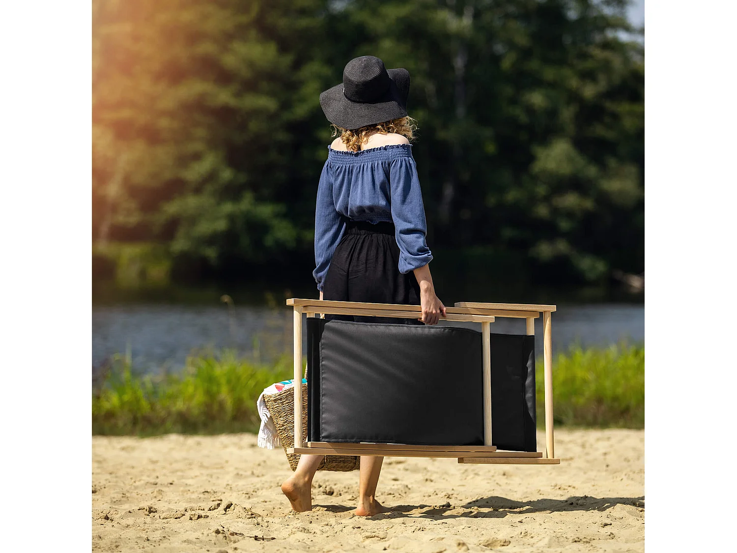 KADAX Bain de soleil, chaise de plage en bois, transat jusqu'à 120 kg, bain de soleil en bois de hêtre, chaises pliantes en bois, chaise de plage, chaise de plage