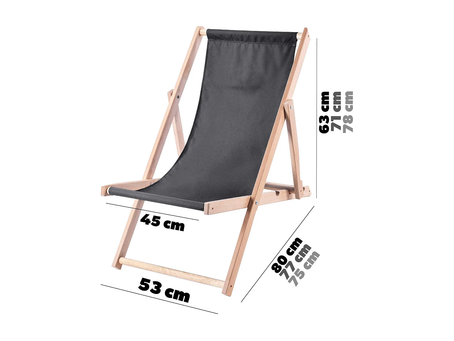 KADAX Bain de soleil, chaise de plage en bois, transat jusqu'à 120 kg, bain de soleil en bois de hêtre, chaises pliantes en bois, chaise de plage, chaise de plage