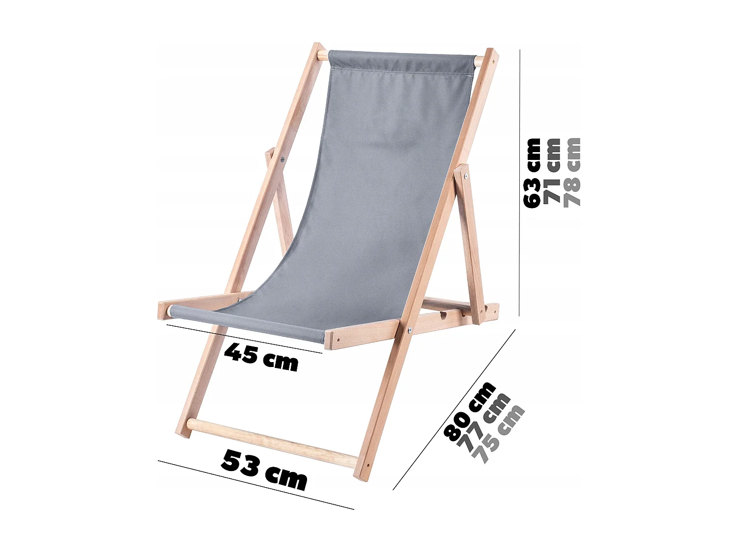 KADAX Chaise longue, chaise de plage en bois, transat jusqu'à 120 kg, chaise longue en bois de hêtre, chaises pliantes en bois, chaise de plage, chaise pliante