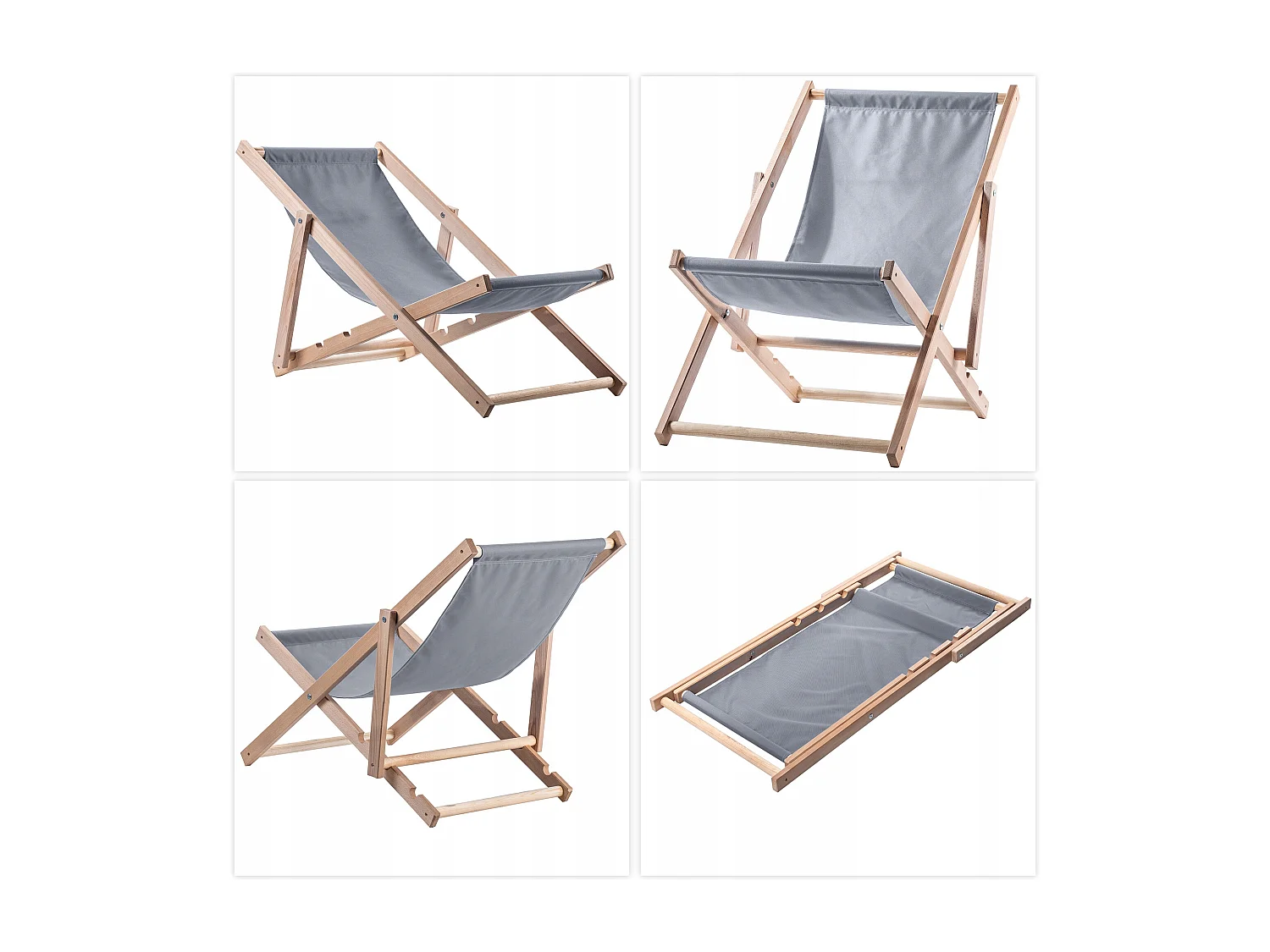 KADAX Chaise longue, chaise de plage en bois, transat jusqu'à 120 kg, chaise longue en bois de hêtre, chaises pliantes en bois, chaise de plage, chaise pliante